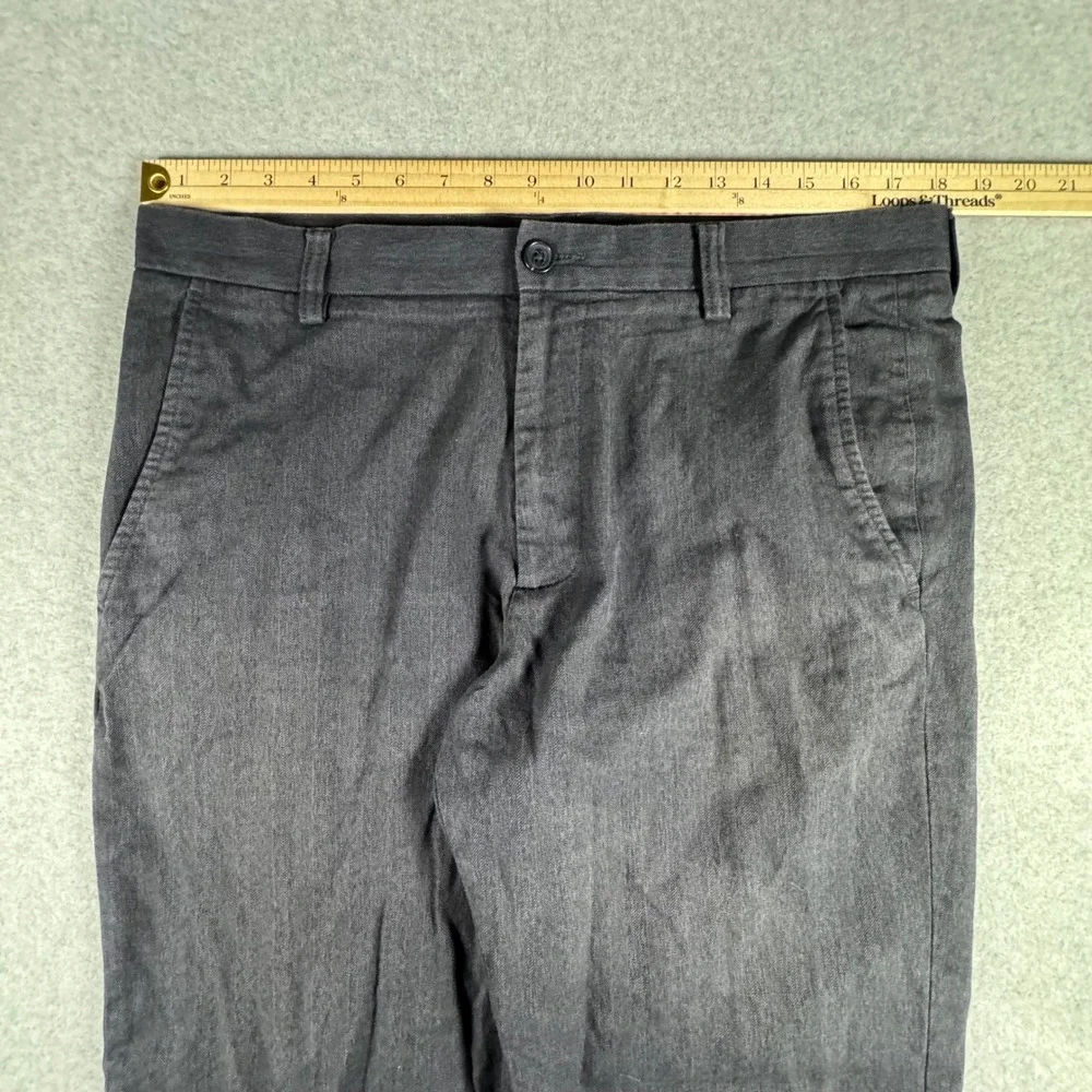 Banana Republic Dawson Pants Mens 35x30 Gray Herringbone Cotton Good Straight